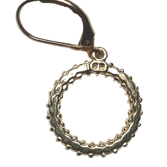 SH AVON Signed Vintage Earrings Gold Tone Pave Set White Rhinestones Hoop Dangle - Picture 8 of 11